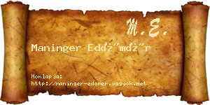 Maninger Edömér névjegykártya